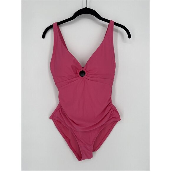 Tommy Hilfiger Women’s Size 8 Dahlia Pink One Piece Swimsuit Keyhole Ring New - Picture 7 of 8